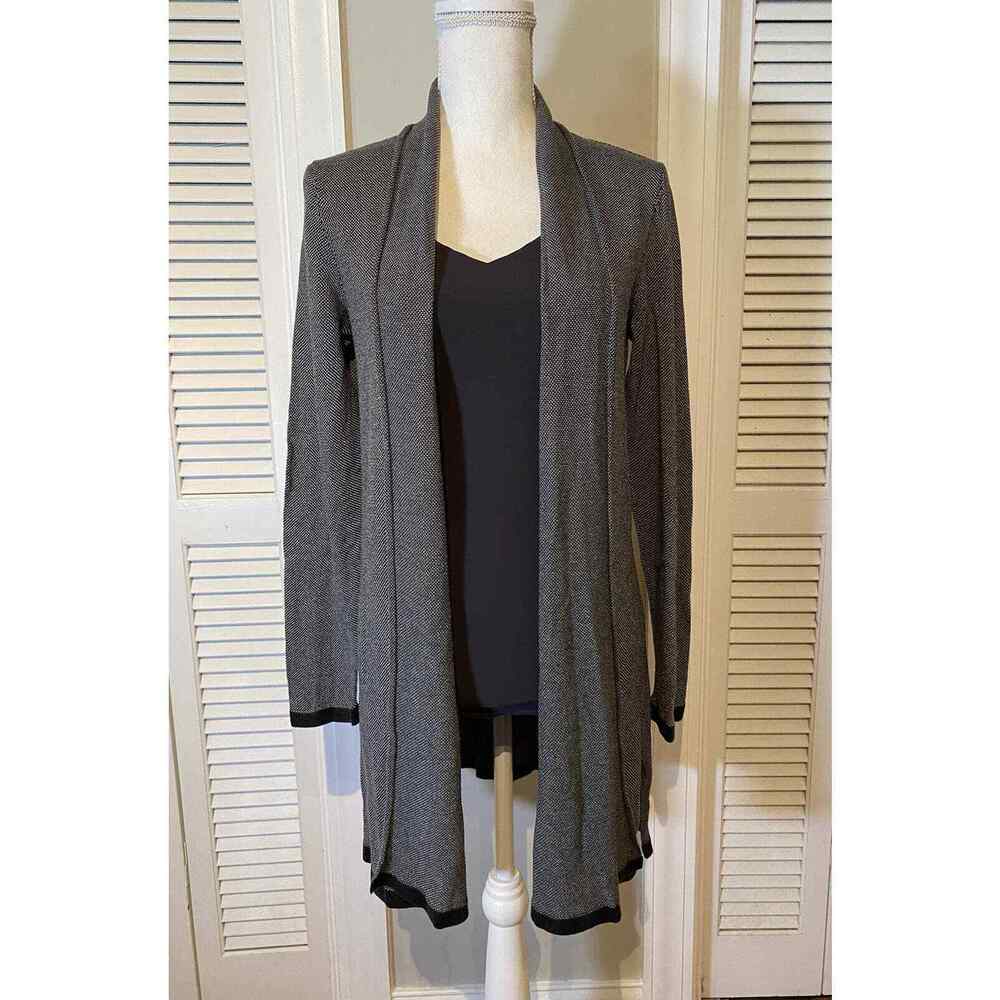 Eileen Fisher Light Weight Open Front Cardigan Size Small Black & White